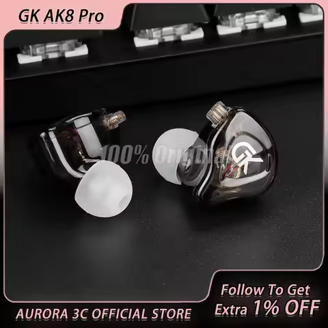 Kz Gk Ak8 Pro In-Ear Wired Dynamic Headphone Hifi Earbuds 10mm LCP Diaphragm Dynamic Driver Plug And