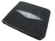 Genuine Stingray Skin Leather Removable Credit Card ID Wallet Black