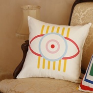 北歐簡約眼睛幾何印花帆布抱枕家居裝飾靠墊靠背