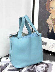 hermes Picotin Lock 18  bag Tiffany Blue