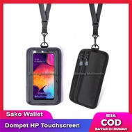 Sako Wallet Dompet HP Gantung Touchscreen Tas Kalung Leher Gantungan Handphone Kartu Layar Sentuh Go