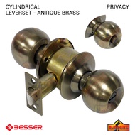 BESSER K5871P NO KEYS CYLINDRICAL DOOR KNOB LOCKSET PRIVACY ANTIQUE BRASS