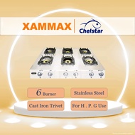 Chelstar - MS6A - Stainless Steel Gas Stove / 6 Burner / Gas Cooker / HPG Gas Stove