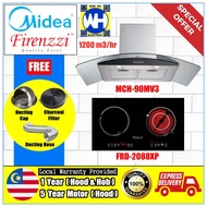 (COMBO SET 03) MIDEA MCH-90MV3 Cooker Hood with Charcoal Filter and FIRENZZI Induction or Ceramic Hob FRD-2088 XP , Elba Hood EH-E9122ST / Rubine Hood / Fotile Hood / Senz Hood / Rinnai Hood