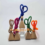 5 Ml Rectangular Hanging Perfume Glass Bottle with Triangular Wooden Cap / Glass Bottle / Perfume Gl