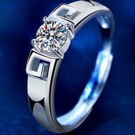 LOVETIA Asli Moissanite S925 0.5CT Sterling Silver Cincin Pasangan desain Khusus Mantra Sihir Cinta 