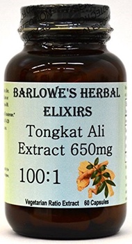 [USA]_Barlowes Herbal Elixirs Tongkat Ali Extract 100:1-60 650mg VegiCaps - Stearate Free, Bottled i