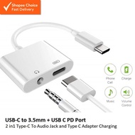 Universal Type-C to 3.5mm Audio Adapter + USB-C Charging OTG Splitter 2-in-1