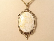 米色珊瑚化石項鍊 象牙維多利亞時代墜飾項鍊 飾品