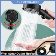 3-in-1 Shower Head With Hose Holder Set 5 Modes Black Universal High Pressure Bathroom Shower Sprayer flower