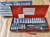 King Tools ชุดบล็อกยาว ลูกบล็อกยาว 22 ชิ้น ขนาด 1/2" (4 หุน) ลูกบล็อกยาว 6เหลี่ยม ของแท้ สินค้าพร้อม