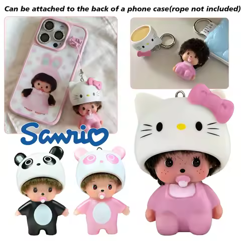 2026 Monchhichi Keychain Hello Kitty Monchhichi Keyring Cute Monchi Kitty Keychains for Bags Childre