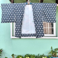 Kimono Haori Blue Japanese Traditional Vintage