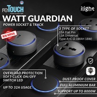 Retouch WATT GUARDIAN Power Socket Track Soft-Click ON OFF Switch Overload Protection 8000W 32A Max 