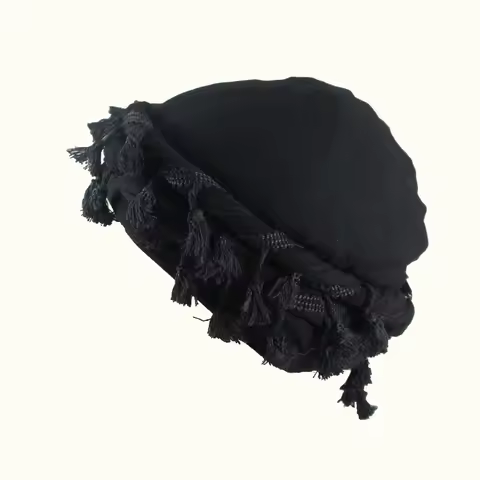 Men Braid Hat Turban Durag Wave Cap Halo Lined Hat for Men Women Head Wraps Cap with Tassel Elastic 
