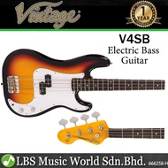 Vintage V4SB Reissued Series 4 String Bolt-On Alder Wood Body Electric Bass Guitar Sunburst (V4 SB)