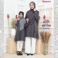 | DARK GREY | BAJU TSHIRT MUSLIMAH QAYSARA | BAJU SEDONDON IBU &amp; ANAK | LESS IRON | TANGAN BERCEKAK