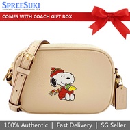 Coach Handbag In Gift Box Crossbody Bag Coach X Peanuts Mini Jamie Camera Bag Ivory # CF249
