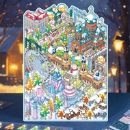 ENWEI 4 Pcs [Harbin Series] Landscape Stickers 3D Waterproof Material Extra Large City Snowman Carto