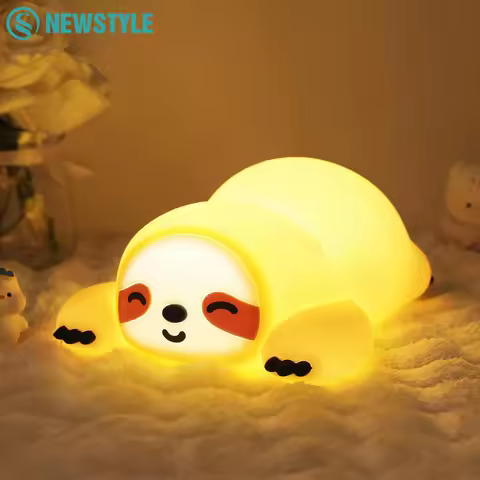 Cute Squishy Sloth Silicone Night Light Rechargeable 3 Levels Dimmable 30Min Timer Nursery Nightligh