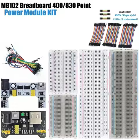MB-102 MB102 Breadboard 400 830 Point 65 Jumper Wires Solderless PCB Bread Board Test Develop DIY fo