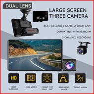 Triple Lens 3 Camera 1080P Dashcam Front Cam + Inner Cam + Rear Cam  Car Accessories (4") with 32g M