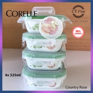 Corelle Snapware 8pc set [325ml] [Country Rose RS] /// Food Storage Container Plastic Lid Penutup Pl