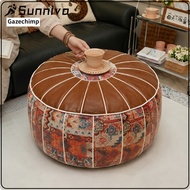 Gazechimp Water-Resistant Round Storage Ottoman Stool Long-Lasting Textile Bohemian Storage Ottoman 