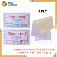 MERAH Continuous Form Paper Prins 9.5 x 11" (Full) Or 9.5 x 11/2 " (For 2) Triple 3 (White - Red - Y