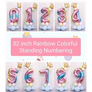 [Big Size] 32 Inch Rainbow Colourful Standing Numbering Balloon Number Age Balloon Decoration