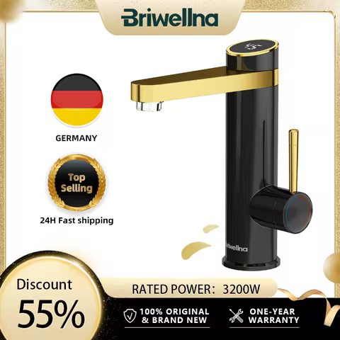 Briwellna Water Heater Flowing Faucet 220V Electric Tankless Water Heater Tap Swivel Spout Electric 