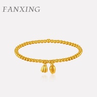 FX 999/24k Gold （2.3g）Gelang Lotus Heart Golden Bead Emas Bracelet   Ladies' jewelry gifts