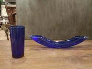 【卡卡頌 歐洲跳蚤市場/歐洲古董 】已售．義大利老件_寶藍透明 藝術 造型 管狀玻璃 擺飾 g0167
