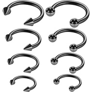 8 Keping Cincin Septum 16G Keluli Pembedahan Cincin Horseshoe Hidung Gelung Kening Bibir Pusar Cinci