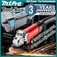 MtPro Small Waist 1600W Adjustable 6 Speed Angle Grinder Machine Angular Power Tool Grinding Cutting