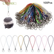 CVMAX 100Pcs Polyester Wire Cord Key Ring DIY Materials Toys Pendant Clips Lanyard Phone Ring Strap 