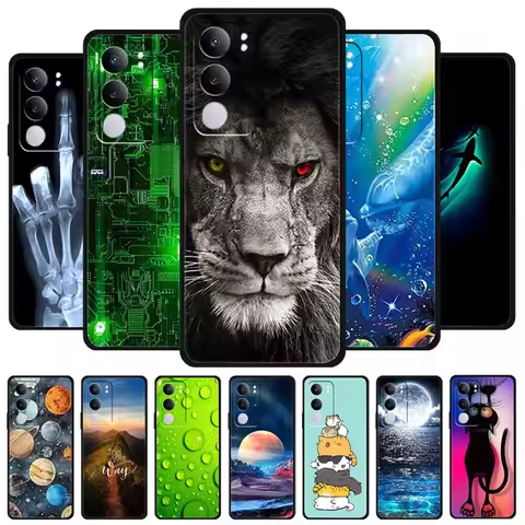 For Vivo Y19s 4G 6.68" Fashion Black Soft TPU Bumper Phone Case for Vivo Y19s 4G Case Cartoon Planet