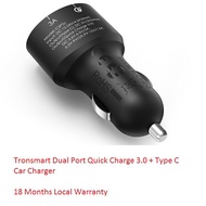 Tronsmart Dual Port Quick Charge 3.0 + Type C Car Charger