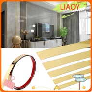 LIAOY Mirror Wall Sticker, Gold Self-adhesive Mirror Wall Moulding Trim,  Stainless Steel 5M Wall Ceiling Edge Strip Living Room Decor
