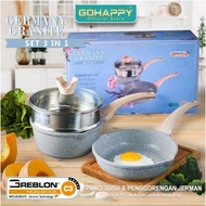 GOHAPPY Germany Granite Set Pan 3 in 1 - Grey (GHG93)