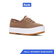 KEDS รองเท้าผ้าใบ มีส้น รุ่น THE PLATFORM LUG CANVAS สีน้ำตาล ( WF67634 )