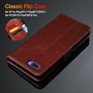 Leather Flip Case for OPPO R11S Plus R15 F9 Pro Wallet Card Protective Cover for OPPO R15Pro R11Plus F9 360 Full Coverage Shockproof Case