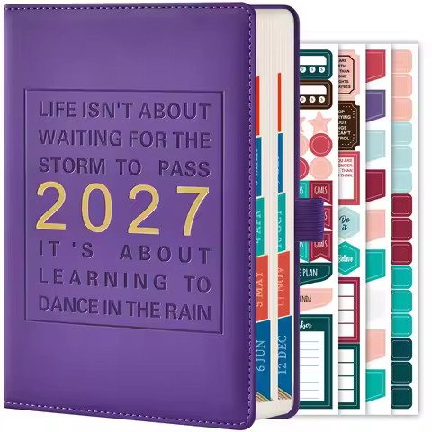 2027 Hardcover Monthly Daily Planner Calendar Jan To Dec With Hourly Schedule Stickers Inner Pocket 