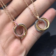 Cartier New Style [** Version] Necklace New Product Three-Ring Diamond Necklace European American Tr