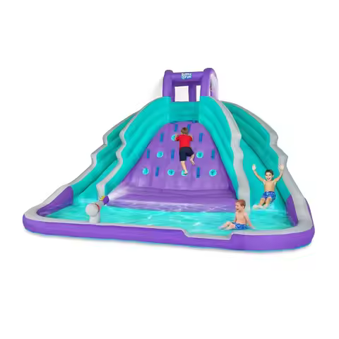 amp FUN Ultra Climber Inflatable Water Slide Park HeavyDuty for Outdoor Fun Climbing Wall, Two Slide