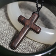 Pure Natural Solid Wood Cross Necklace Red Sandalwood/Green Sandalwood/Ebony Pendant Pendant Handicr