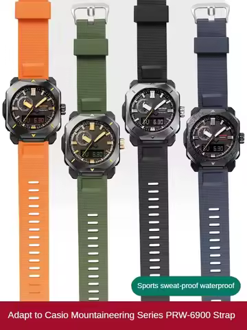 Waterproof Silicone Strap, Suitable for C-a-s-i-o Mountaineering Series PRW-6900Y/6800/3400 Rubber W