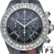 二手香奈兒 J12 腕錶，41 毫米計時碼錶，大鑽石錶圈，型號 J12 H1178，附原廠錶盒，陶瓷錶殼，男士腕錶，黑色，拋光處理，成色極佳。