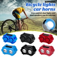 [SM]Mountain Bike Double Lights Electronic Bike Double Horns Rechargeable Bicycle Headlight 130db Loud Bicycle Bells Safety Warning Bike Accessories