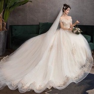 nikah perempuan off white pengantin baju tunang perempuan Wedding Dress 2020 New Bridal French Light
